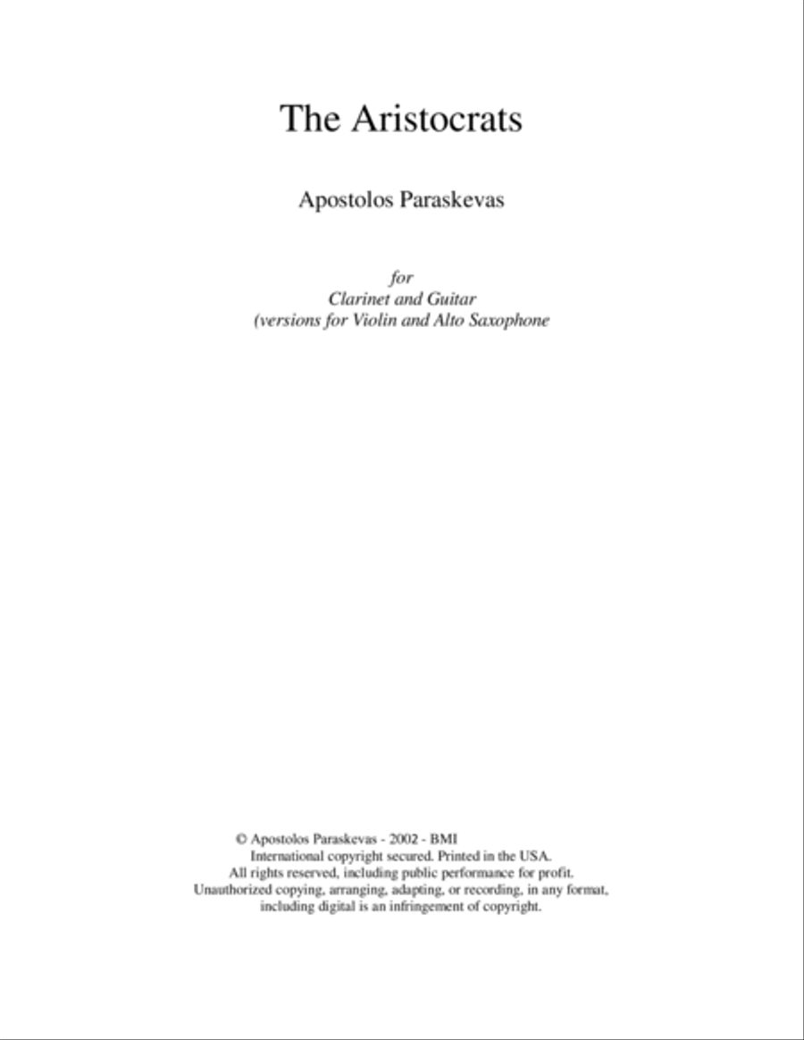 The Aristocrats, Classical Guitar, Clarinet/sax/Violin Small Ensemble scores gallery preview page 2