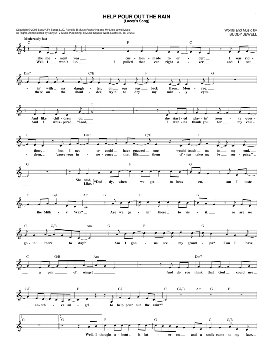 Help Pour Out The Rain (Lacey's Song) Piano scores gallery preview page 1
