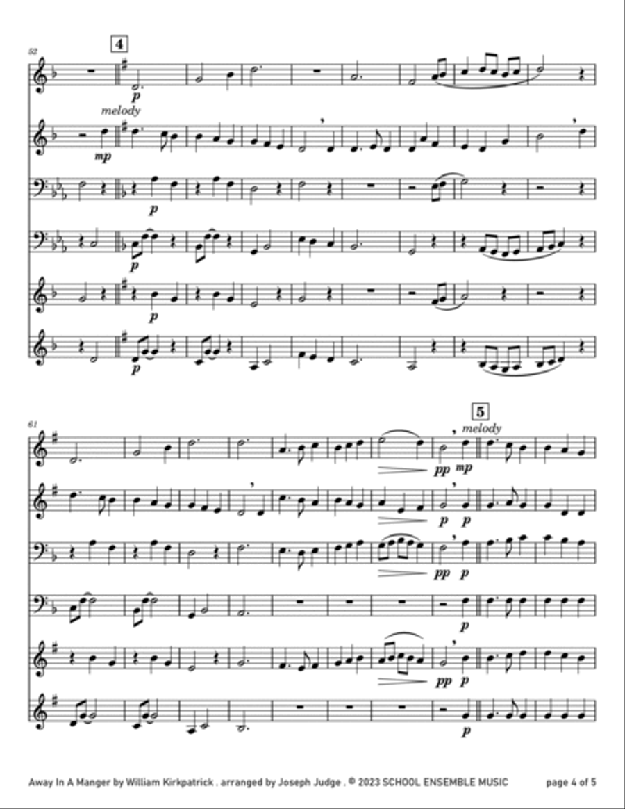 Away In A Manger for Brass Quartet in Schools Brass Quartet scores gallery preview page 4