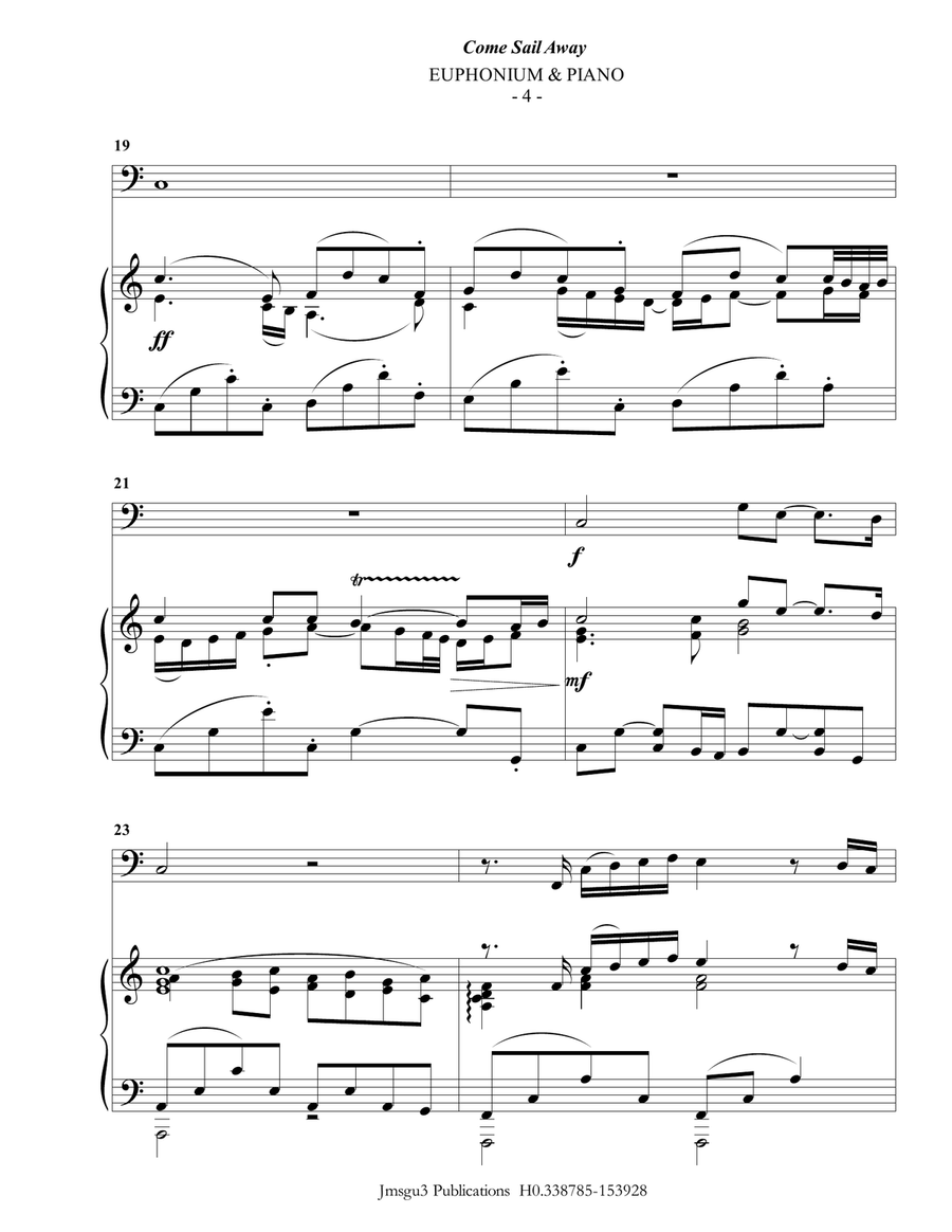 Come Sail Away Euphonium scores gallery preview page 4
