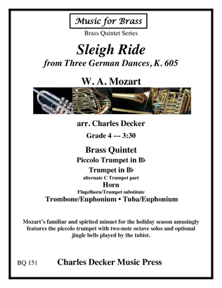 Book cover for Sleigh Ride from 3 German Dances, K. 605 for Brass Quintet