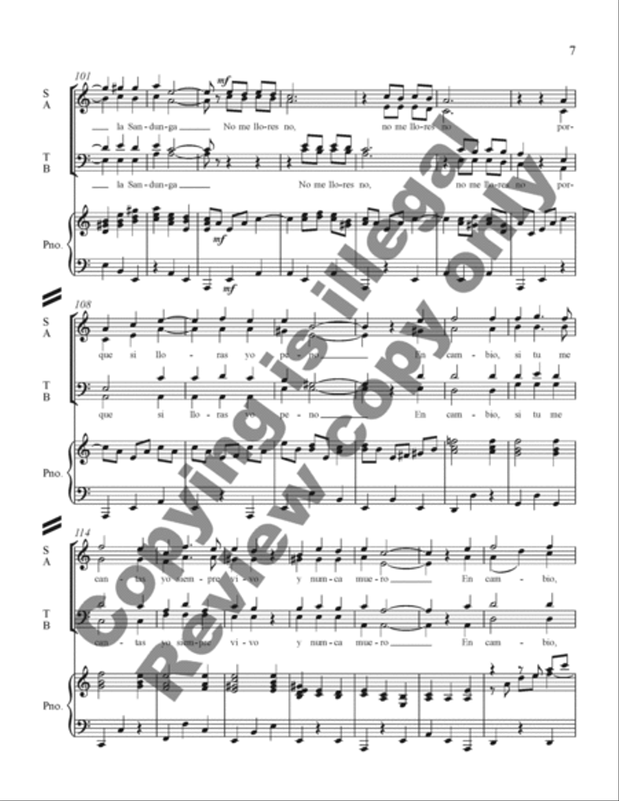 Three Mexican Folk Songs: 1. La Martiniana 4-Part scores gallery preview page 7