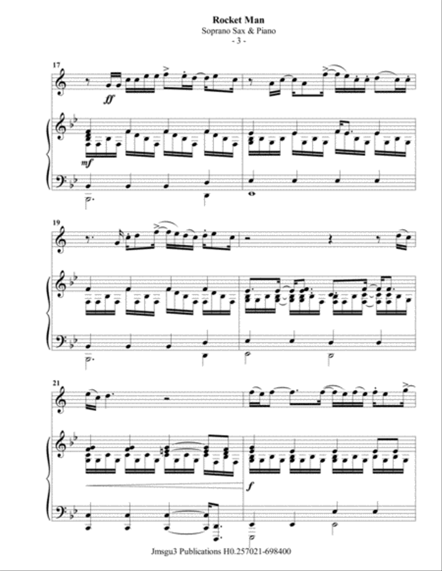 Rocket Man (I Think It's Gonna Be A Long Long Time) Soprano Saxophone scores gallery preview page 4