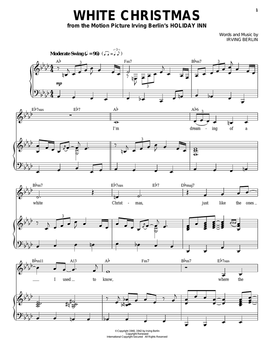 White Christmas Piano, Vocal scores gallery preview page 1