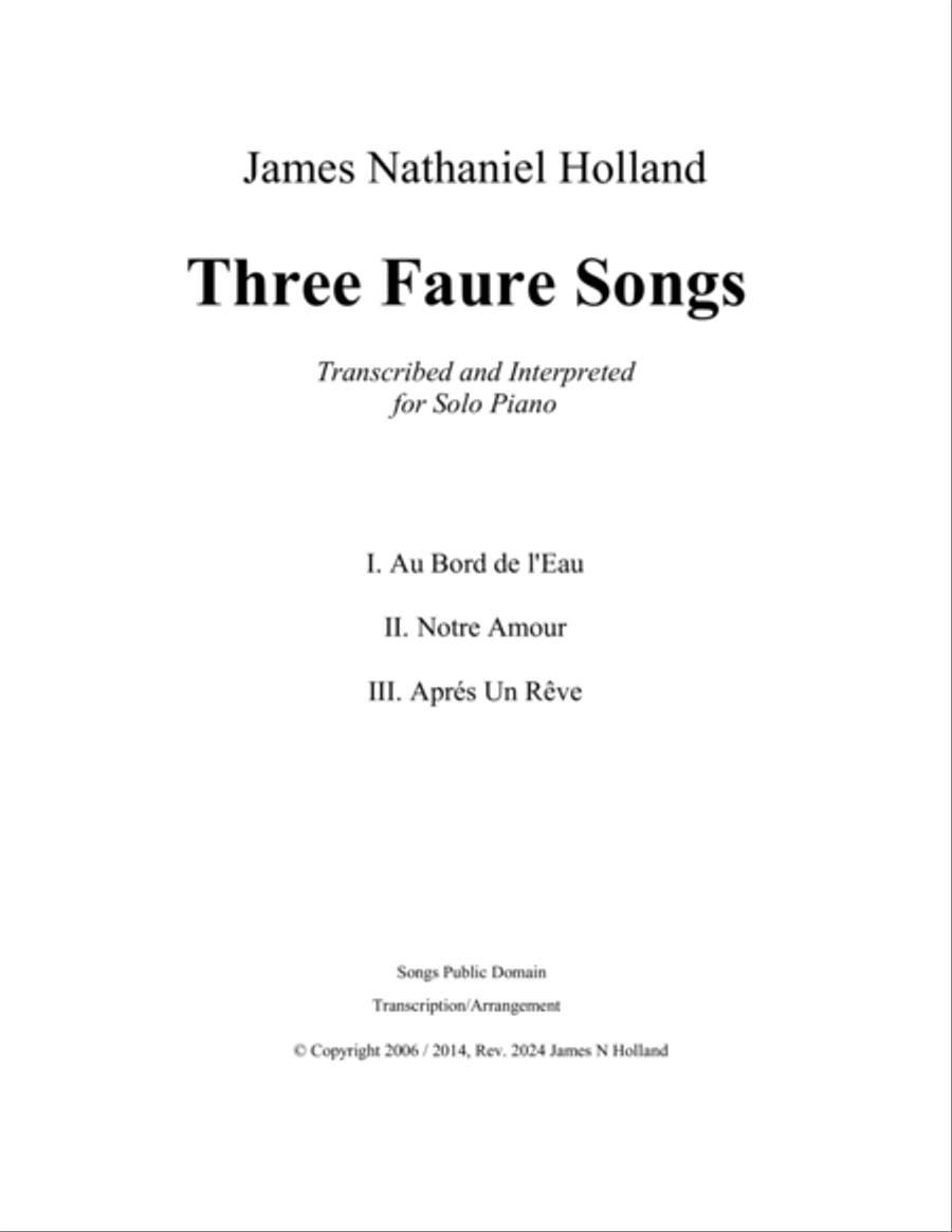 3 Faure Songs Transcribed for Piano Piano Solo scores gallery preview page 2