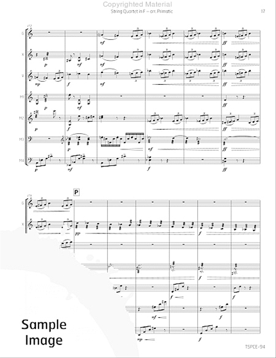 String Quartet in F Percussion Ensemble scores gallery preview page 20