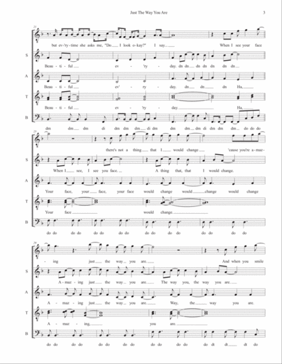Just The Way You Are Divisi scores gallery preview page 3