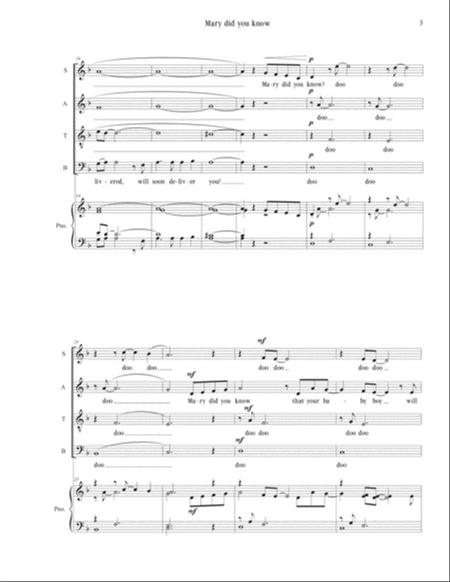 Mary, Did You Know? 4-Part scores gallery preview page 3