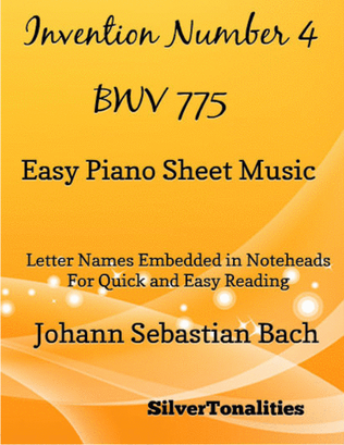 Book cover for Invention Number 4 Bwv 775 Easy Piano Sheet Music