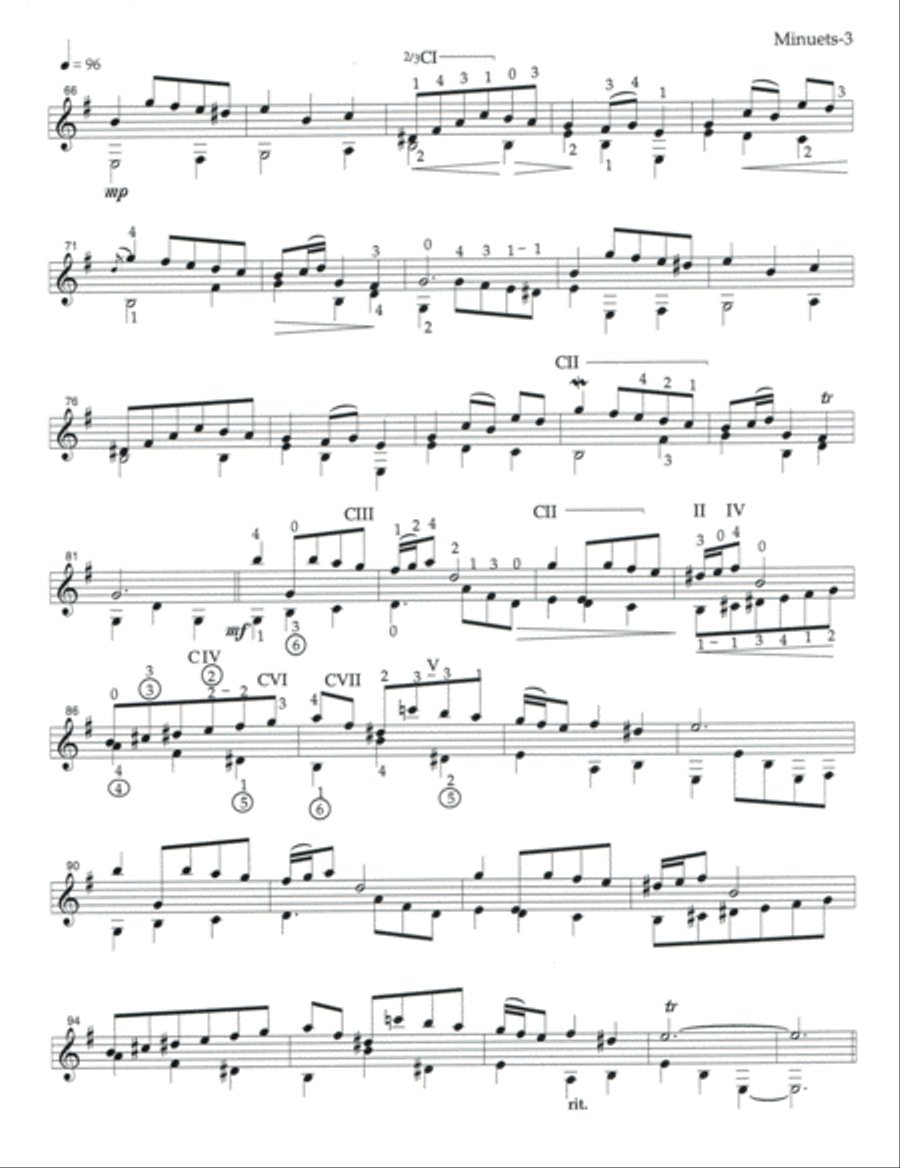 Three Minuets Three Minuets Classical Guitar scores gallery preview page 3