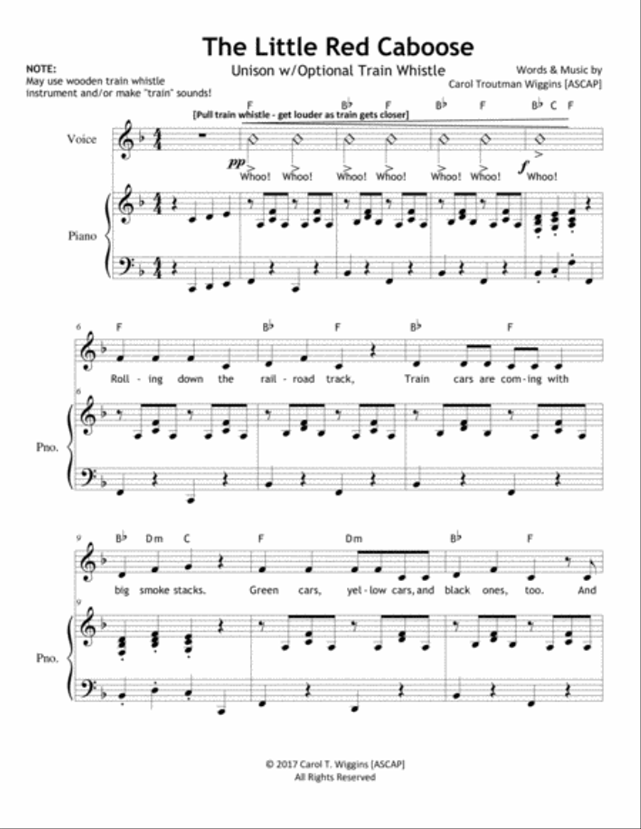 The Little Red Caboose Unison Choir scores gallery preview page 1