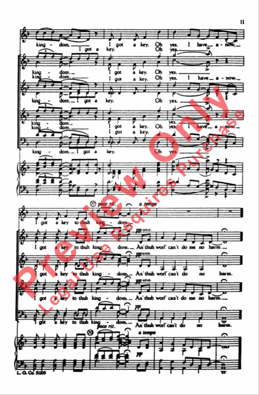 I Got a Key 4-Part scores gallery preview page 11