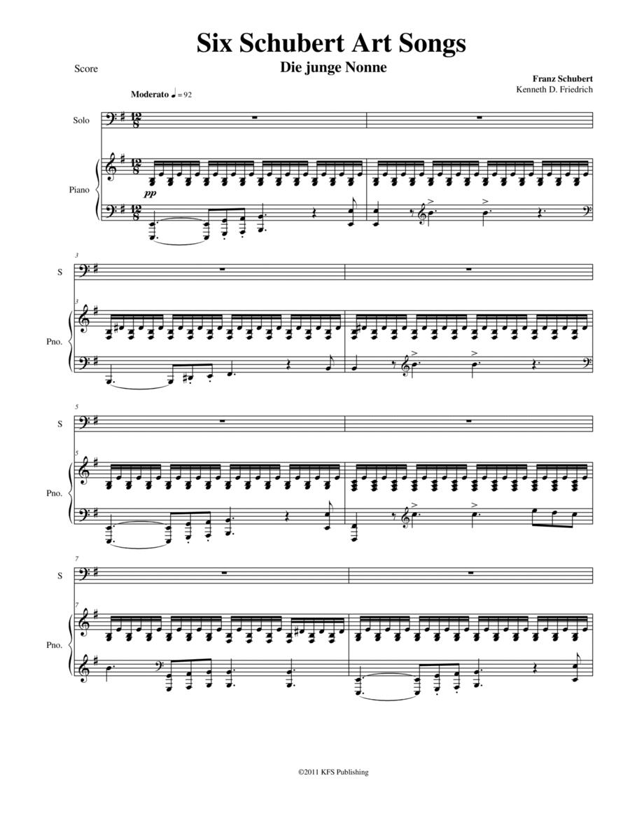 Six Schubert Art Songs - cello and piano Voice Solo scores gallery preview page 1