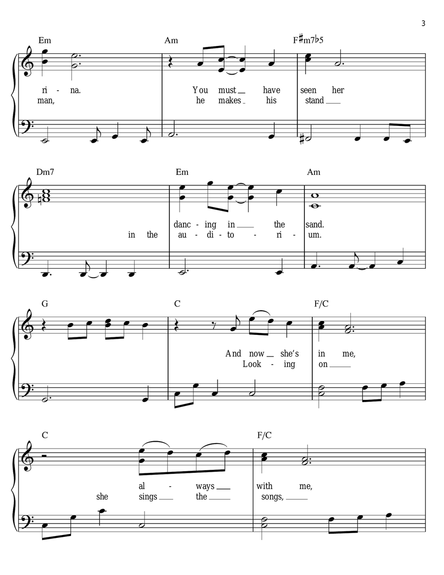 Tiny Dancer Easy Piano scores gallery preview page 3