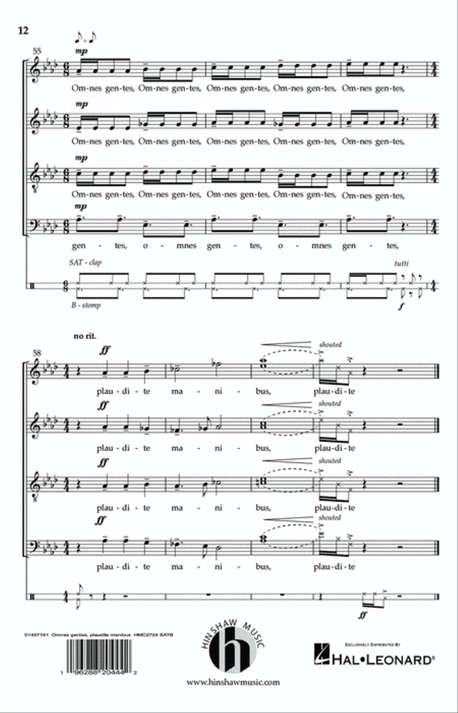 Omnes Gentes, Plaudite Manibus 4-Part scores gallery preview page 10