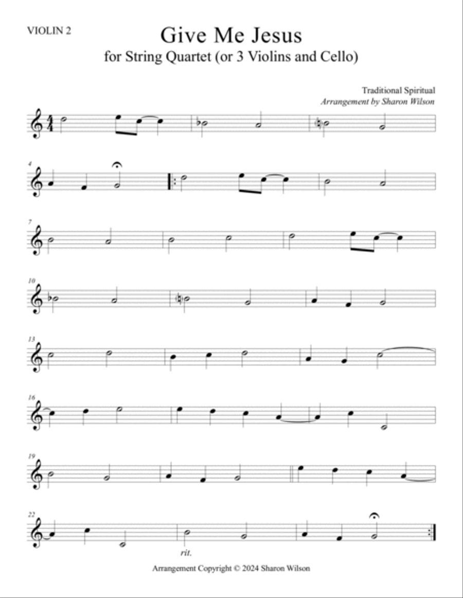 Songs for Reflection (A collection of 5 hymns and spirituals for String Quartet) String Quartet scores gallery preview page 5