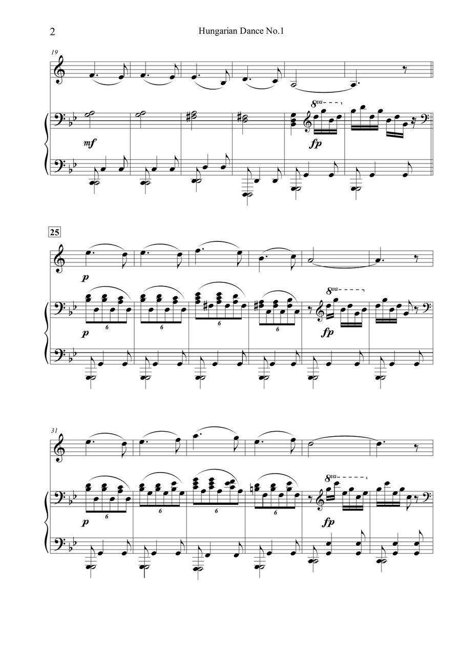 Hungarian Dance.No.1 for Clarinet in Bb and Piano Hungarian Dance.No.1 for Clarinet in Bb and Piano B-Flat Clarinet scores gallery preview page 3