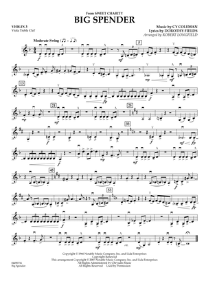Cy Coleman: Big Spender (Sweet Charity) - Violin 3 (Viola T.C.)