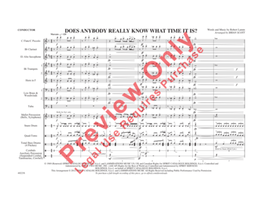 Does Anybody Really Know What Time It Is? Marching Band scores gallery preview page 2