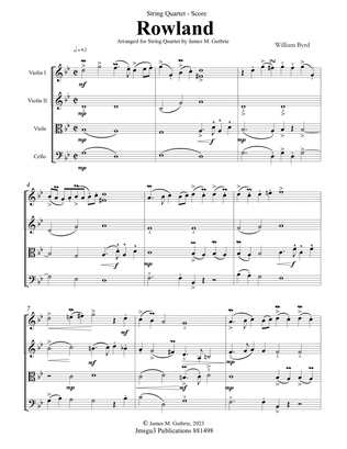 Byrd: Rowland for String Quartet - Score Only