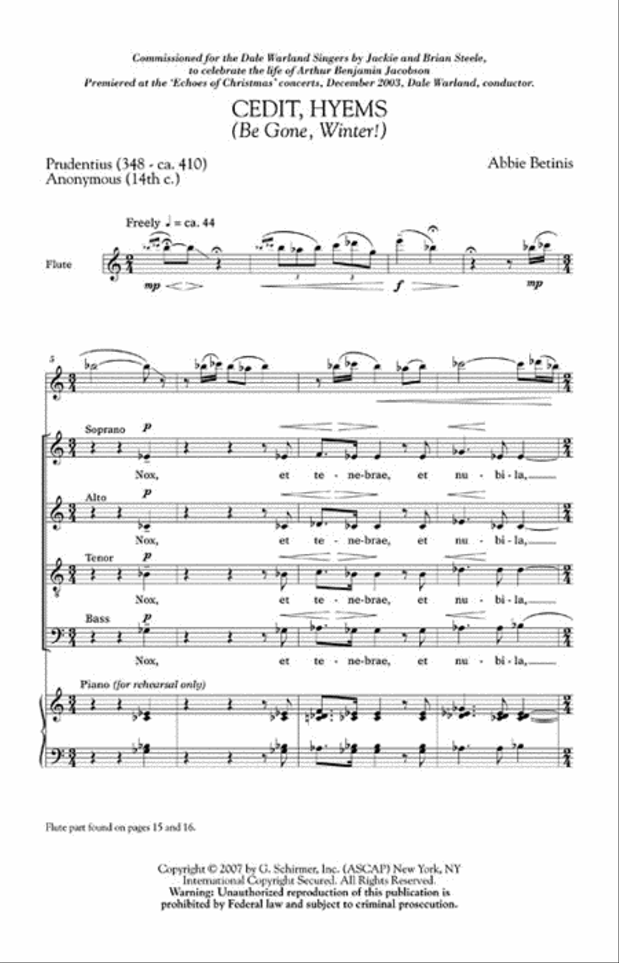 Cedit Hyems (Be Gone, Winter!) 4-Part scores gallery preview page 2