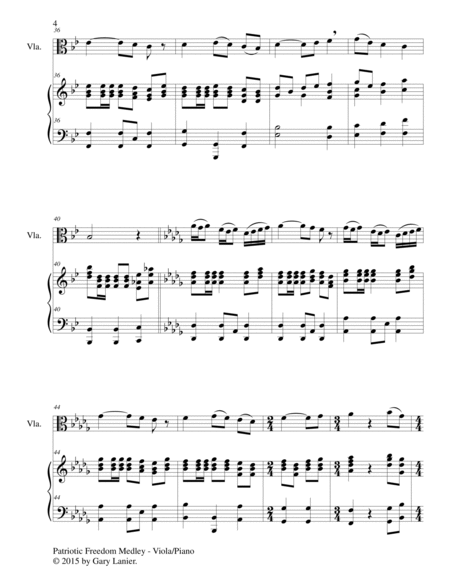 PATRIOTIC FREEDOM MEDLEY (Duet – Viola and Piano/Score and Parts) image number null