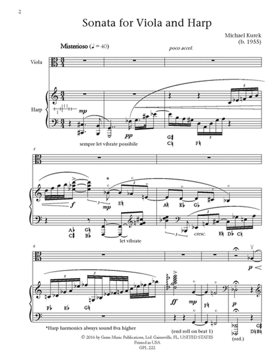 Sonata in one movement for Viola and Harp (1987)