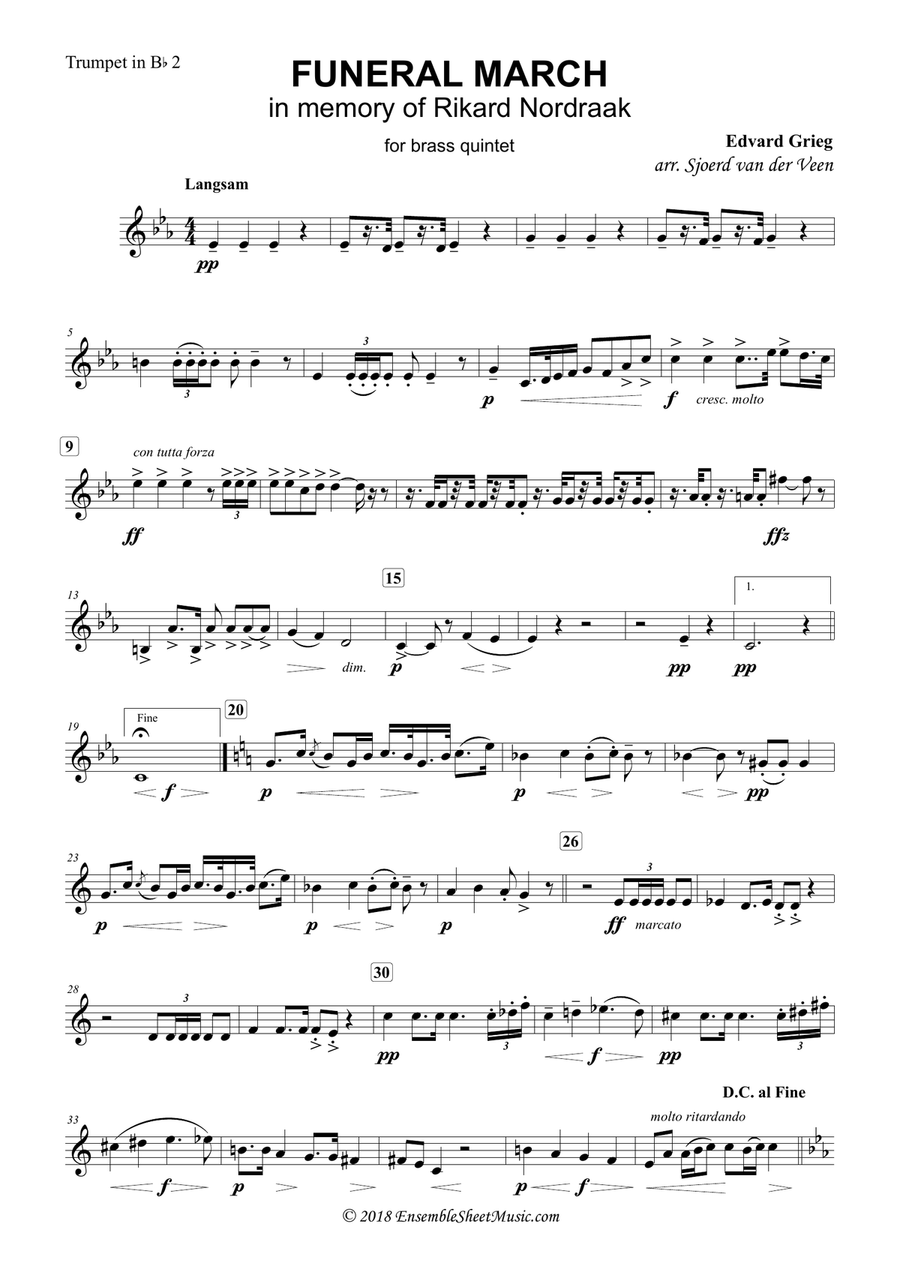 Funeral March in memory of Rikard Nordraak Brass Ensemble scores gallery preview page 6