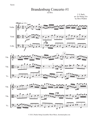 Book cover for Brandenburg Concerto #1, 1st. Mvt. for String Trio