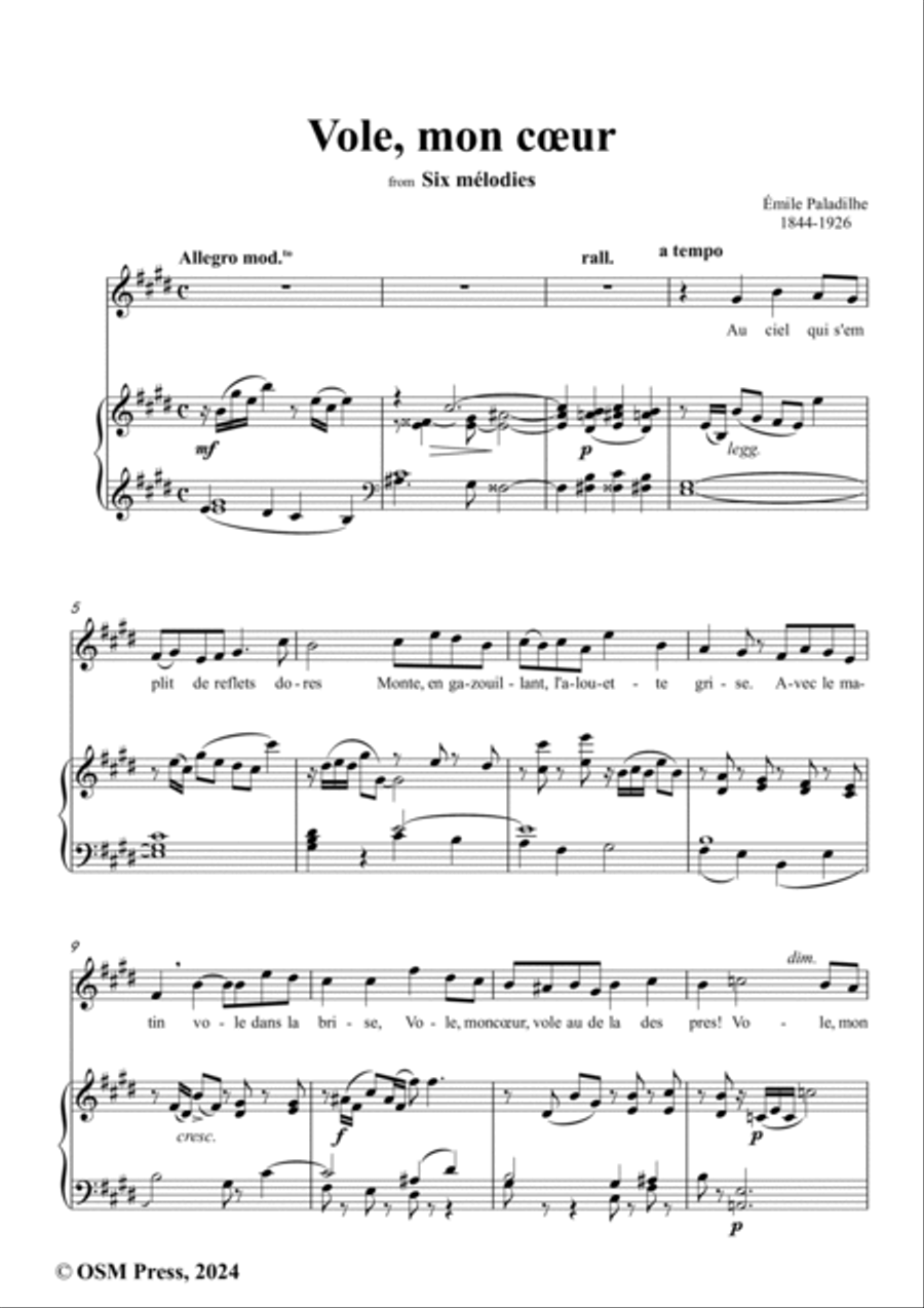 Paladilhe-Vole,mon cœur,in E Major Voice scores gallery preview page 2