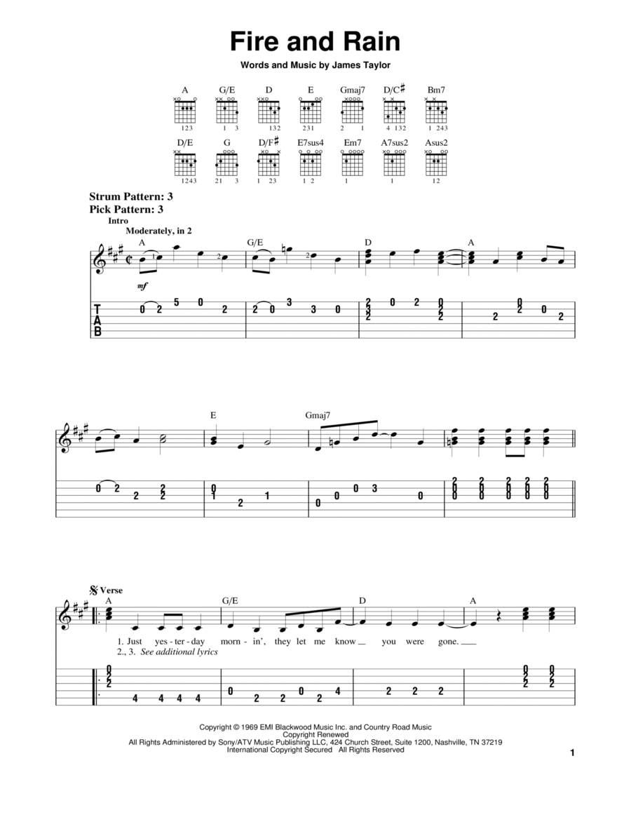 Fire And Rain Fire And Rain Acoustic Guitar scores gallery preview page 1