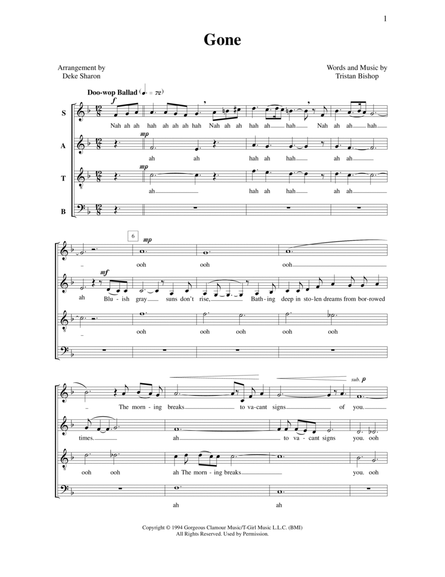 Gone 4-Part scores gallery preview page 1