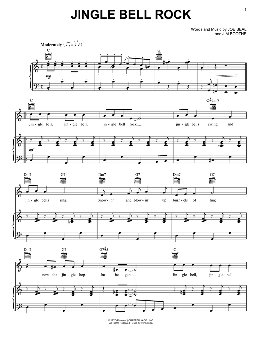 Jingle Bell Rock Jingle Bell Rock Piano, Vocal, Guitar scores gallery preview page 1