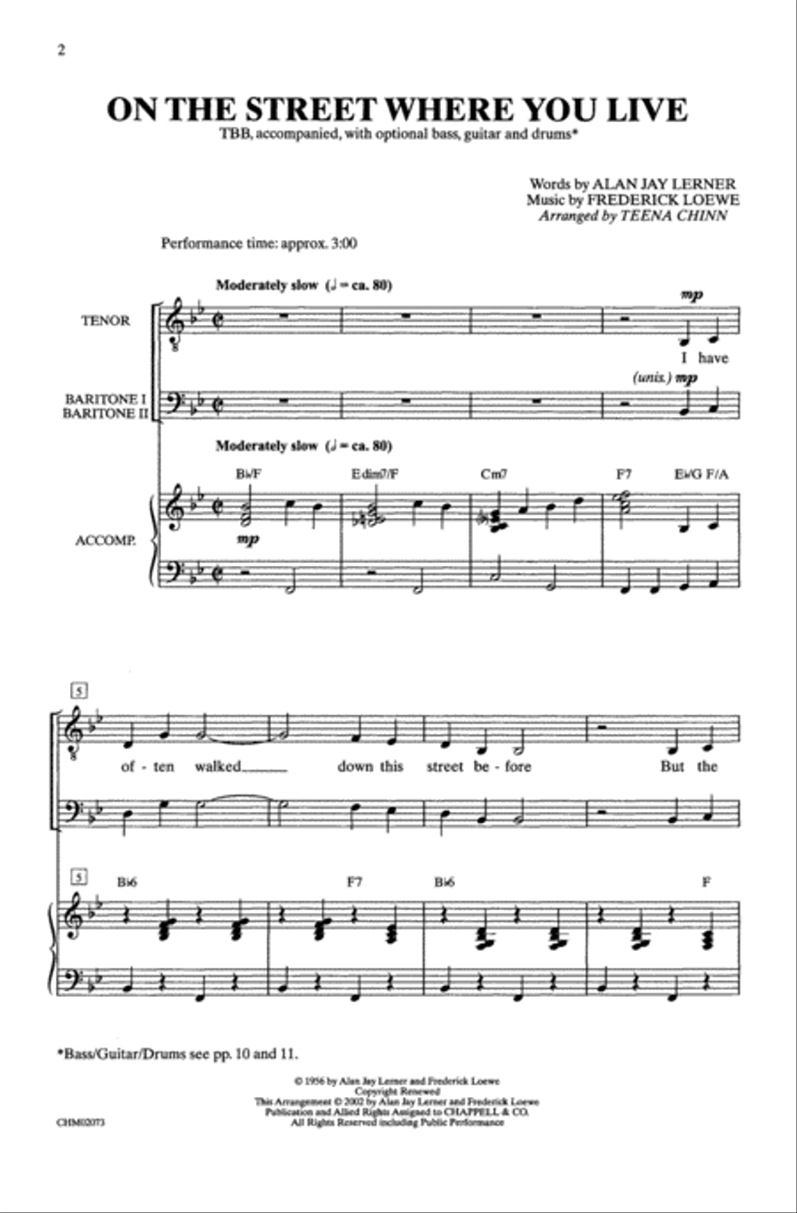 On the Street Where You Live Men's Choir scores gallery preview page 13