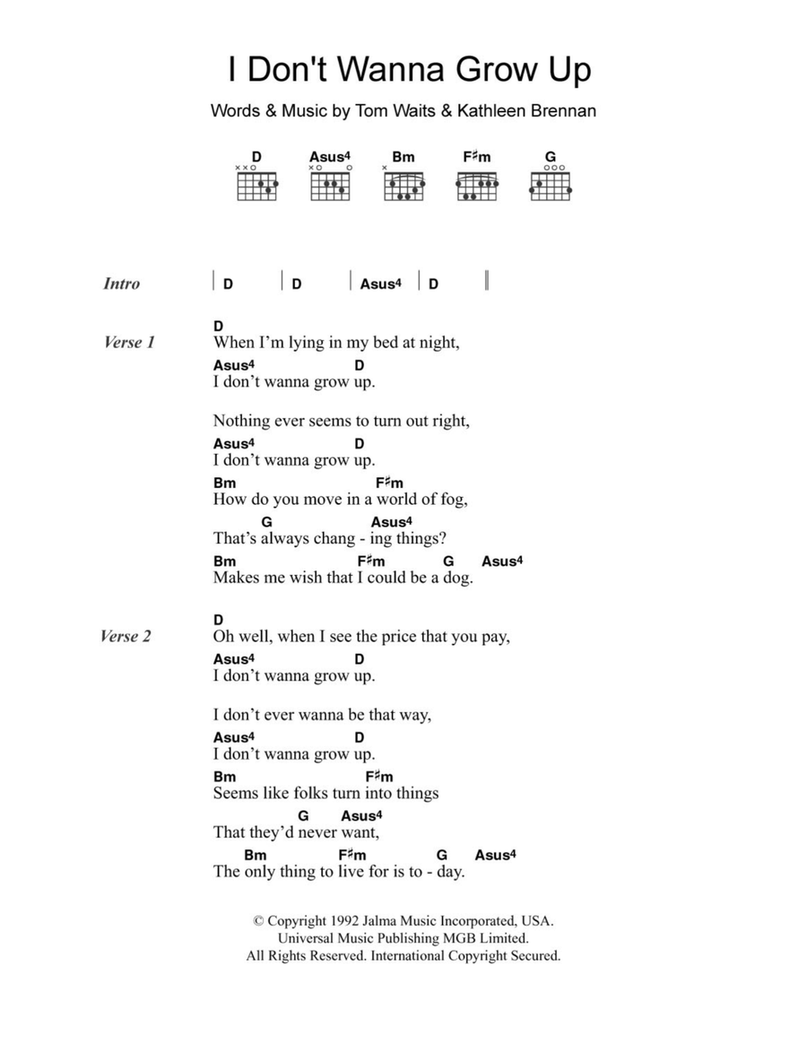 I Don't Wanna Grow Up Easy Guitar scores gallery preview page 1