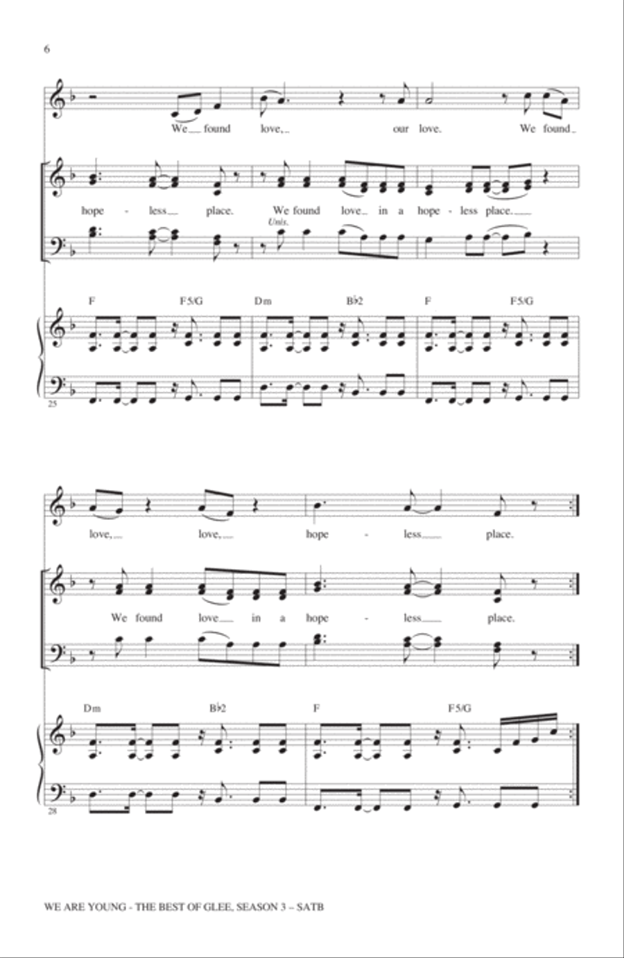 We Are Young (The Best Of Glee Season 3) (Medley) 4-Part scores gallery preview page 5
