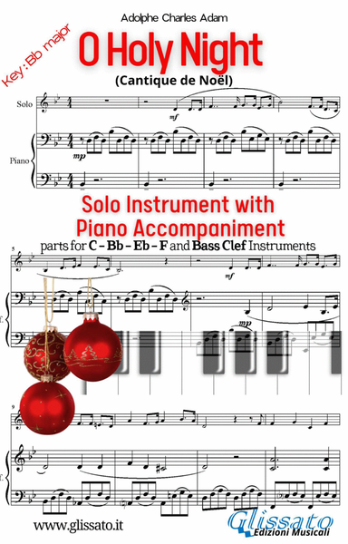 O Holy Night - Solo with easy Piano acc. (key Bb) image number null