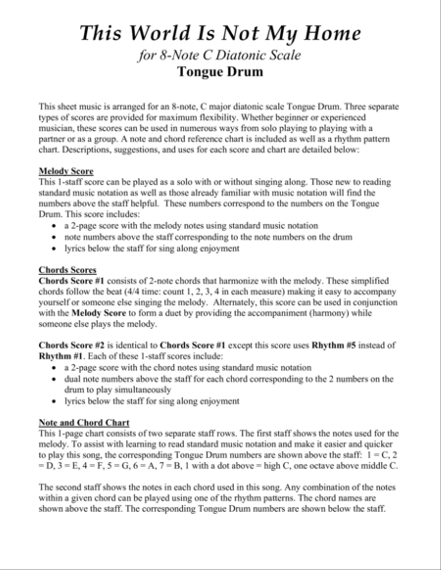 This World Is Not My Home (for 8-note C major diatonic scale Tongue Drum) Percussion scores gallery preview page 2
