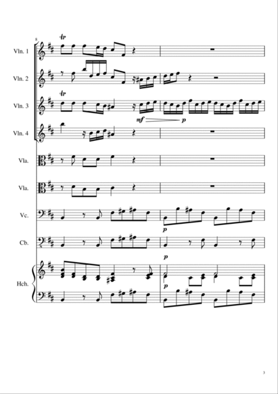 Vivaldi Concerto for 4 Violins and Cello in B minor, L'estro Armonico, Op. 3 No. 10 - RV580 I String Orchestra scores gallery preview page 3