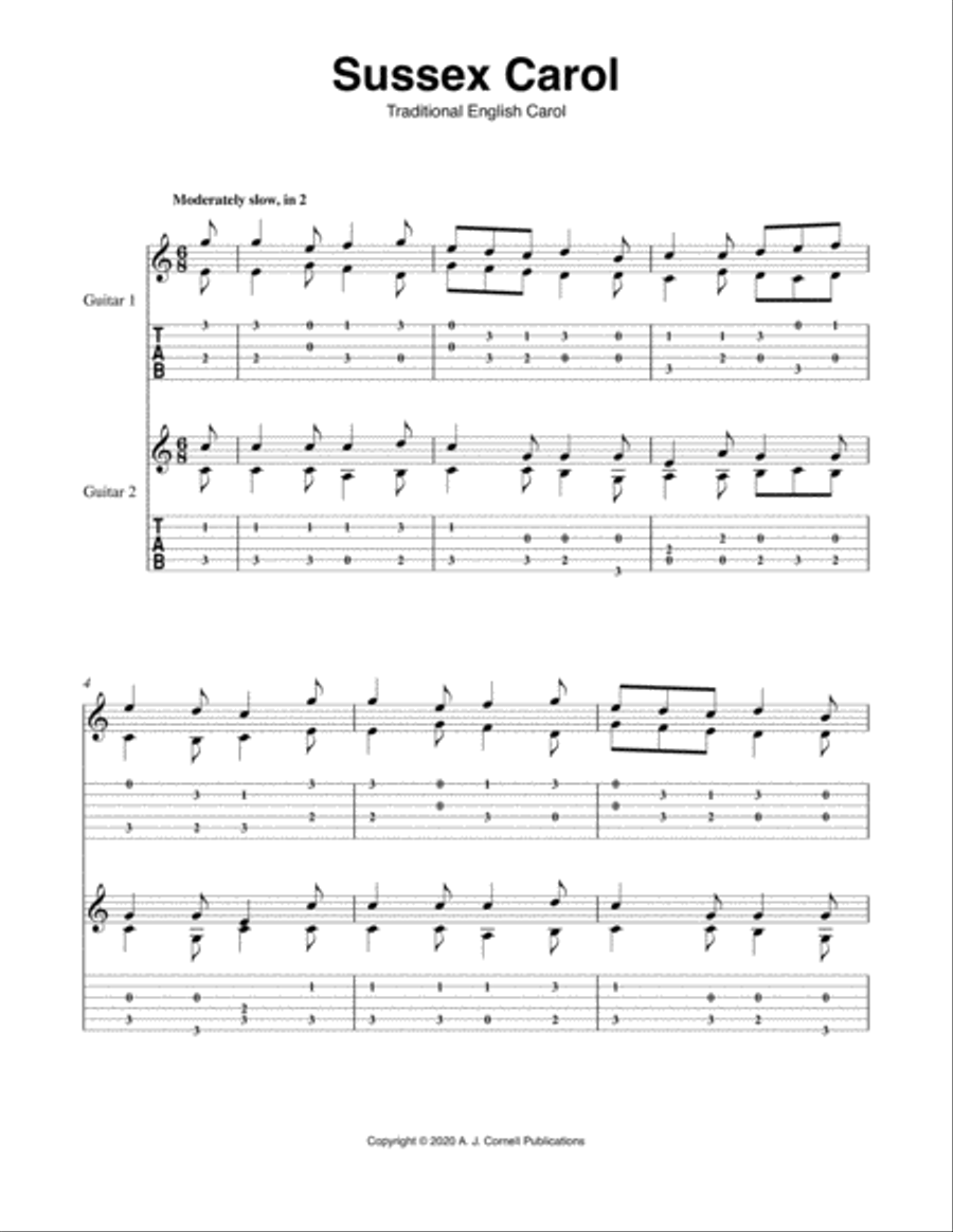 Sussex Carol Sussex Carol Guitar scores gallery preview page 1