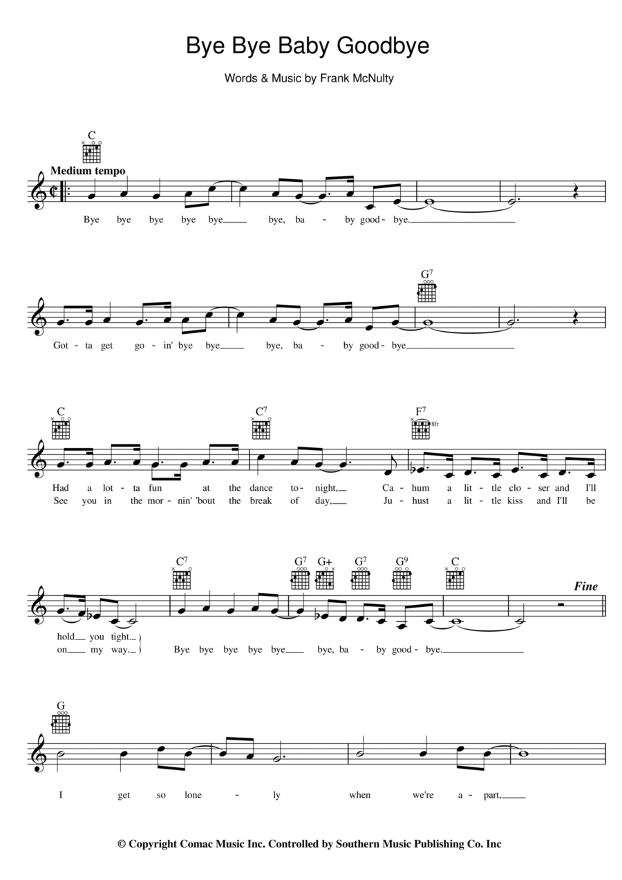 Bye Bye Baby Goodbye Piano scores gallery preview page 1