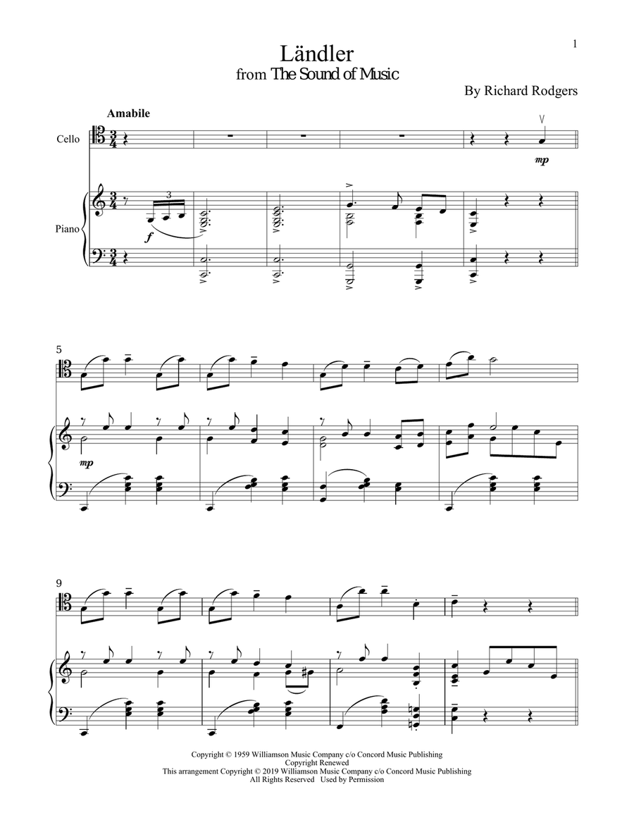 Landler (from The Sound of Music) Piano scores gallery preview page 1
