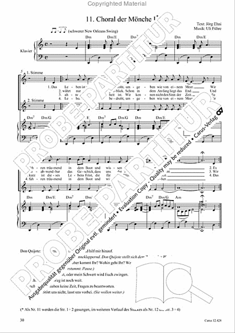 Die seltsamen Abenteuer von Don Quijote und Sancho Pansa Unison Choir scores gallery preview page 32