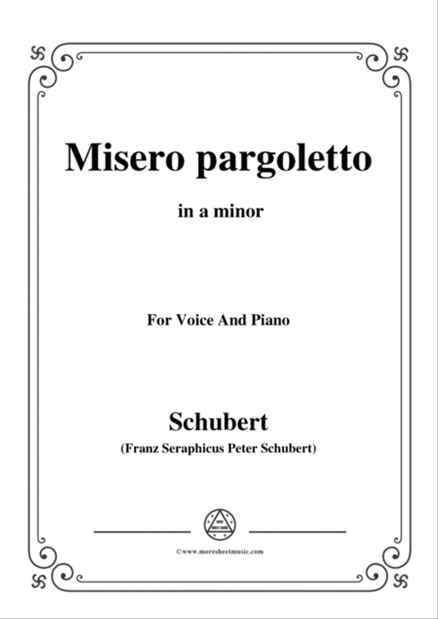 Schubert-Misero pargoletto,in a minor,for Voice&Piano Voice scores gallery preview page 1