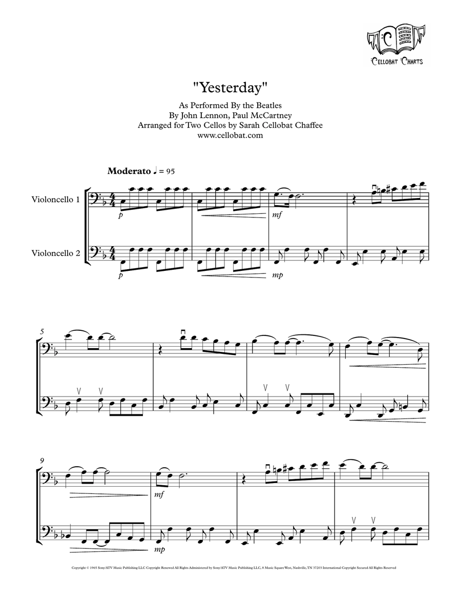Yesterday String Duet scores gallery preview page 1