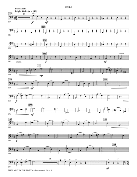 The Light In The Piazza (Choral Highlights) (arr. John Purifoy) - Cello