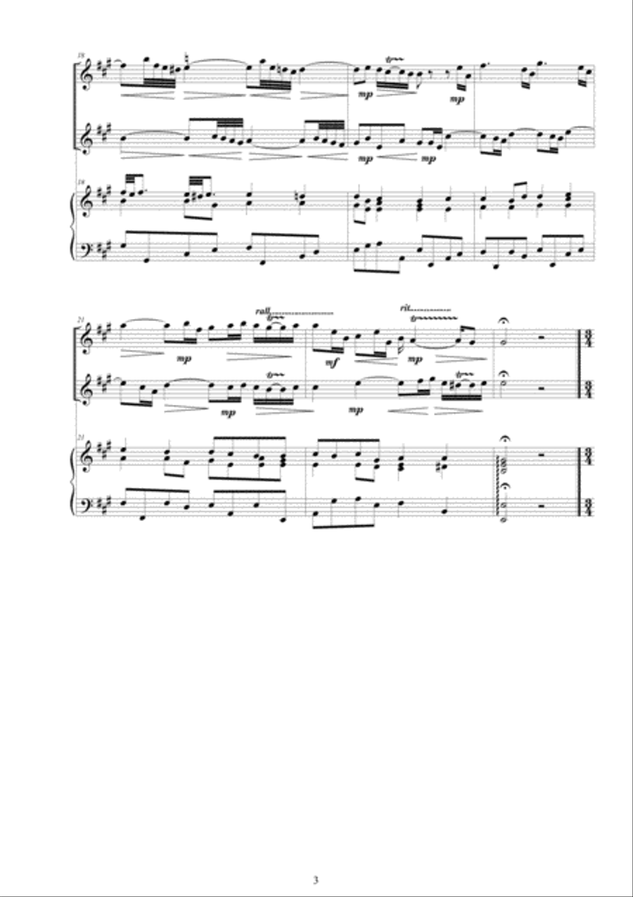 Handel - Trio Sonata No.1 in A major HWV 396 Op.5 for Two Violins and Cembalo Violin scores gallery preview page 3
