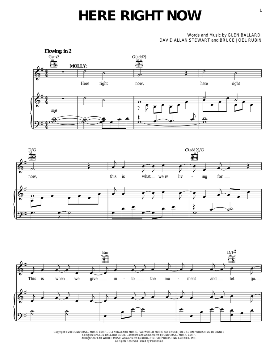 Here Right Now Guitar scores gallery preview page 1