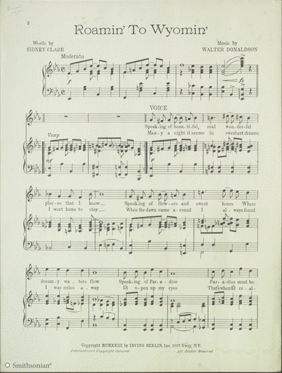 Roamin' To Wyomin' Piano, Vocal scores gallery preview page 2