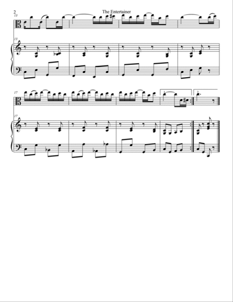 The Entertainer Duet for Viola and Piano Piano scores gallery preview page 2